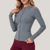 Cárdigan europeo y americano de manga larga con cremallera para fitness transfronterizo, top ajustado deportivo ruso de otoño/invierno para correr y ciclismo, prenda exterior para mujer
