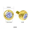 Conjunto Banhado a Ouro em Liga de Titânio F136 com Brincos de Tarraxa com Diamantes para Mulheres Parafuso Interno Cicatrização de Piercing na Orelha Tarraxa de Concha Tarraxa de Lábio Acessórios de Piercing Transfronteiriços