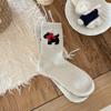 Meias com Filhote Flocado Femininas Laço Meias de Lã West Highland Meias Grossas de Inverno Meia de Cano Médio Meias Femininas Estilo Coreano Fofo