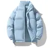 Casaco de algodão grosso de inverno para homens, jaqueta de algodão de corte solto, casaco moderno com gola alta, jaqueta puffer para casais, blusa versátil de cor sólida, casaco de algodão