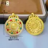 Nuevo Colgante Amarillo con Puntos de Esmalte y Diamantes Estilo Chino del Dios de la Riqueza para Mujer con Reverso de Filigrana, Cadena de Suéter de Brújula de los Ocho Tesoros, Collar Estilo Palacio