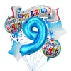 Set de Globos de Película de Aluminio Digital Azul de 32 pulgadas para Cruce de Fronteras, Globo de Estrella de Cinco Puntas con Lentejuelas, Decoraciones para Arreglo de Cumpleaños