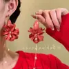 Pendientes Rojos de Año Nuevo, un Conjunto de Pendientes de Flor de Carrillón de Viento Afelpados, Pendientes de Borla de Boda de Año Nuevo de Alta Gama para Mujer