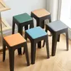 Taburete de Plástico Engrosado para Uso Doméstico, Extra Grueso, Moderno y Simple, Apilable, Cómodo para Estar Sentado Largo Tiempo, Taburete Alto Redondo, Banco