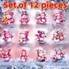 12 Adornos de Muñeco de Nieve de Madera Rosa Temporada Festiva Decoración Colgante Colgante de Navidad Estilo Clásico Colgante Decorativo