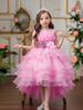 Nuevo Poncho Vestido de Fiesta con Cola para Niños Vestido Tarta Pequeño Anfitrión Niño de las Flores Fiesta de Cumpleaños Vestido de Princesa