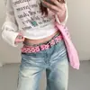 Cinto Rosa Estilo Y2K Cool com Tachas de Estrela para Mulheres, Cinto Estilo Millennium Hot Girl com Fivela de Metal para Combinar com Jeans, Tendência