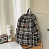 Mochila Ins Grande Capacidade Estilo Japonês, Mochila Escolar Xadrez Vintage, Mochila Versátil Versão Coreana para Universitários