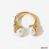 Anillo Abierto con Concha de Acero Inoxidable con Incrustaciones de Cuentas para Mujer Diseño Nicho Alta Gama Sencillo Moda Versátil