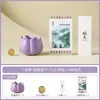 Quemador de Incienso Púrpura Lila Pétalo de Loto del Fabricante, Portainciensos Cerámico Creativo, Base de Incienso Inspirada en Zen para el Hogar, Portainciensos de Sándalo y Madera de Agar