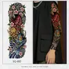 Pegatina de tatuaje temporal Qinglong estilo japonés Hannya Koi Sakura Geisha floral de brazo completo, impermeable y de larga duración, para hombres y mujeres