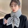 Bufanda de Punto Cálida de Felpa con Lunares Nueva y Versátil para Mujer, Estilo Coreano de Moda, Calentador de Cuello de Piel Sintética de Conejo