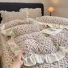 Cubierta de Cama de Terciopelo Tejido Grueso de Invierno Antideslizante Juego de Cuatro Piezas de Terciopelo de Leche Funda de Edredón de Terciopelo de Gato Perezoso Ultra Suave Pieza Única Antiestática