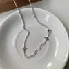 Collar Minimalista Estilo Frío Estrella de Cuatro Puntas Empalmado Plata de Ley S925 Cadena para Clavícula de Mujer Versátil Diseño de Nicho Plata Lisa