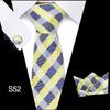 Corbata azul de tres piezas para hombre, corbata formal, suministro directo de fábrica, transfronterizo