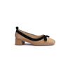 Uva mãe mesmo estilo ~ Francês estilo de noite laço sapatos de salto médio-alto dedo quadrado dedo raso boca cor bloco salto all-match sapatos de camada única para as mulheres