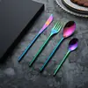 Juego de Cubiertos de Acero Inoxidable Espesado para Bistec, Tenedor y Cuchara, Juego de Cubiertos de Hotel Occidental Negro Dorado, Salida de Fábrica