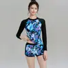 Nuevo Traje de Baño Floral de Manga Larga con Abertura para Mujer, Protección Solar, Secado Rápido, Conservador, Adelgazante, para Snorkel, Surf, Vacaciones en la Playa