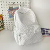 Mochila de encaje con lunares azul claro para niñas, estilo coreano, adecuada para estudiantes, versátil para la escuela y los viajes.