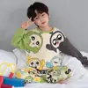 Pijama infantil para primavera e outono, 100% algodão, de manga comprida, para crianças e adolescentes, roupa de casa para meninos, novo modelo outono 2026