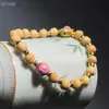 Pulseira de Cabacinha Esculpida Estilo Étnico com Pingente de Cabacinha Colorido e Contas de Abóbora Atacado