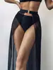 Saia de Natação Nova de Cintura Alta para Mulheres 2027, Saia Longa Lisa Estilo Europeu e Americano com Cardigã, Saia-Calça de Natação, Saia de Praia, Roupa de Banho, Saia de Camada Única