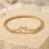 Pulsera de Cobre Chapado en Oro Estilo Europeo y Americano con Cuentas y Diseño de Corazón, Lazo, Ola y Cruz, Regalo para Mejores Amigos y Parejas, Pulsera para Mujer