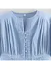Camisa feminina da marca Z com babados decorativos, mangas bufantes, popular no AliExpress, moda transfronteiriça europeia e americana, azul doce e elegante