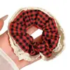 2026 Scrunchie Cor Vermelha Ankara Realçador de Cor Estilo Coreano Renda Xadrez Prendedor de Cabelo Grande Acessório de Cabelo para Rabo de Cavalo para Mulheres