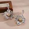Pendientes de Colgante Florales Transfronterizos Europeos y Americanos, Estilo Nicho, Lujo Ligero, Diseño Versátil, Pendientes de Moda de Gama Alta para Mujer
