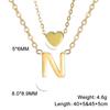 Collar de acero inoxidable de doble capa con cadena de corazón dorado, estilo sencillo y moderno, para mujer.