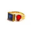 Anillo abierto de cristal de circonita ins europeo y americano de lujo ligero para mujer, nicho, acero de titanio de alta calidad, anillo chapado en oro en stock, venta al por mayor