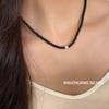 Souchuang Collar de Plata de Ley S925 con Perlas Ligeras y Ágata Negra para Mujer, Cadena Elegante de Clavícula de Gama Alta, Collar de Perlas