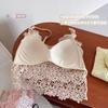 Renda lindo detalhe nas costas da menina alça de ombro ajustável mais enchimento para aumentar o bojo fixo do body sem aro