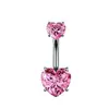 Anillo de Ombligo Corazón de Aleación de Titanio F136 Multicolor Circonita 5A Incrustada G23 Forma de Corazón Piercing Corporal Joyería