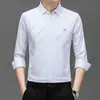Novas Camisas Masculinas de Manga Longa, Estampadas de Alta Qualidade para Primavera e Outono, Camisas Masculinas Estampadas a Quente, Sem Costura, Alta Elasticidade, que Não Formam Bolinhas