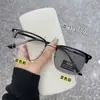 Gafas Planas de Alta Definición con Protección Anti-Luz Azul para Mujer, Gafas para Miopía con Montura de Ceja Retro, Gafas de Media Montura a la Moda para Miopía para Hombre