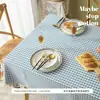 Mantel de Tela de Algodón y Lino Estilo Japonés, Mantel Fresco a Cuadros para Mesa de Comedor, Tela Cubierta de Lino, Mantel de Mesa de Café con Borlas Nórdicas, Mantel Largo