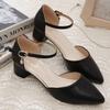 Sandalias Baotou para Mujer Tacón Grueso Primavera y Verano 2025 Nuevos Zapatos de Tacón Medio de una Sola Capa Combinan con Todo Puntiagudos Cómodos Sandalias para Mujeres Trabajadoras