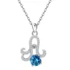 Collar Transfronterizo Europeo y Americano de Plata de Ley S925 Flor de Lirio del Amazonas Doce Piedras de Nacimiento Colgante Elegante Versátil Cadena para la Clavícula