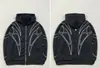 Moletom com Capuz Streetwear Hip-Hop Unissex Design Escuro Único Nicho Tendência Bordado Estilo Europeu e Americano Solto
