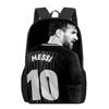 Mochila Messi Mundial de Fútbol Alrededores Mochila Escolar para Estudiantes Gran Capacidad Poliéster Mochila Reductora de Carga Bolsa para Computadora Dibujos Animados