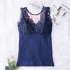 Ropa interior térmica extra grande para mujer, chaleco cálido, top con terciopelo extra, adelgazante, encaje, chaleco básico