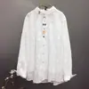Otoño 2026 Estilo Japonés Bordado de Encaje Jacquard Manga Larga Camisa para Mujer Holgada Rejuvenecedora Dulce Botones Arriba