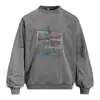 Moletom com Capuz Estampa de Letras Figura Abstrata Estilo Americano Tie-dye Desgastado Primavera e Outono Solto Casual Gola Redonda