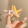 Pinzas de pelo florales de colores estilo coreano, pinzas elegantes y exquisitas para flequillo lateral, pasadores de lazo lindos para niñas