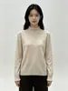 Suéter de terciopelo Andy de dos piezas engrosado con bordes de volantes, cuello semi-alto, capa base de punto, top interior de manga larga para mujer, otoño e invierno