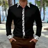 Camisa de Manga Larga con Cuello y Botones para Hombre, Estilo Casual Versátil de Moda, Estampado de Patrón 3D, Nuevo Estilo Europeo y Americano, Transfronteriza, 2026