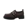 Zapatos Pequeños de Cuero Negros de Tacón Grueso para Mujer 2026 Otoño Nuevos Estilo Británico Dulce y Fresco Mocasines Pequeños