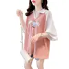 Camisa Polo Patchwork Color Block Manga Curta para Mulheres, Design de Nicho, Verão Novo Top Plus Size Petite para Mulheres